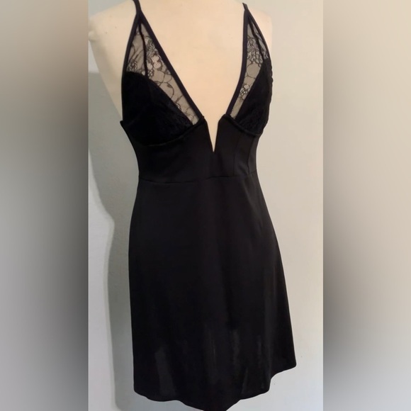 Zara New Women V-Neck Short Black Sexy Slip Dress Size Large - Picture 8 of 13